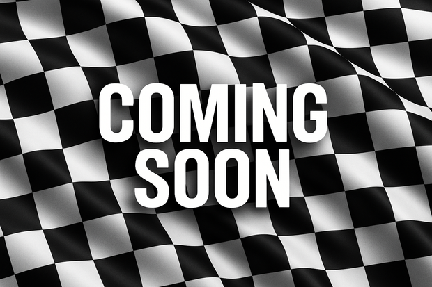 coming soon with checked flag background